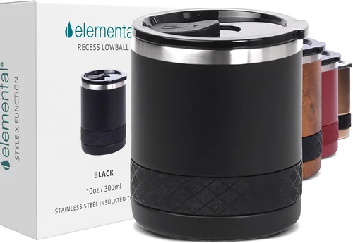 Vista 19 de Elemental Juego de 2 vasos de acero inoxidable de triple pared de 10 onzas con tapa de Tritan no rota, vaso de whisky aislado, taza de café aislada