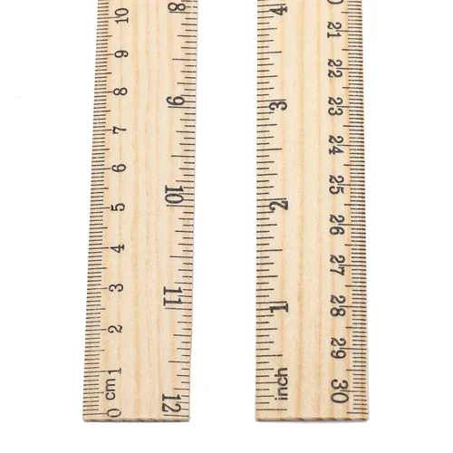 Vista 6 de Paquete de 10 reglas de madera de 12 pulgadas, reglas de medición de madera a granel, regla de oficina, 2 escalas