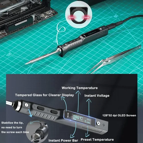 Vista 8 de TS101 Kit de soldador TS100 actualizado PD DC programable Mini estación portátil de soldadura de calor rápido con juego de puntas B2