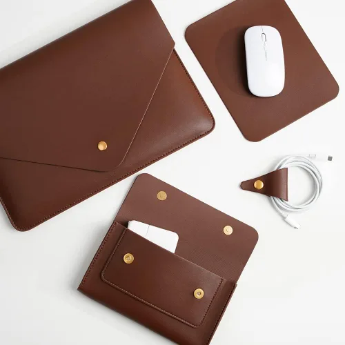 Vista 5 de Funda de piel sintética para laptop de 13 pulgadas, compatible con 13 MacBook Air M3 M2, 13 MacBook Pro M2, Surface Pro, Dell XPS 13 con bolsa