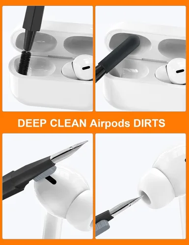 Vista 3 de Tounee Kit limpiador de teclado, kit de limpieza electrónica con cepillo grande retráctil, portátil, kit de herramientas múltiples 20 en 1 para Negro