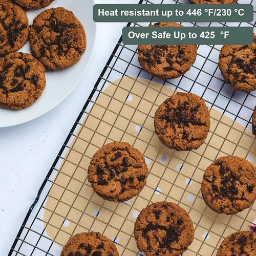 Vista 6 de 200 piezas de papel de pergamino para freidora de aire con revestimiento desechable de 8.5 pulgadas, perforado premium para freidora de aire