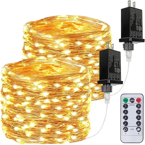 Vista 12 de Guirnalda de luces LED enchufables de 33 pies, impermeable, para exteriores e interiores, 8 modos con temporizador, luz de Navidad, decoración
