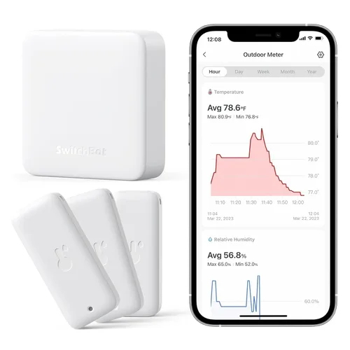 Vista 10 de SwitchBot IP65 Termómetro Higrómetro para interiores y exteriores inalámbrico Alcance Bluetooth de 394 pies, termómetro para refrigerador