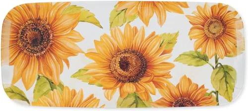 Vista 6 de UP ware Rose Garden - Bandeja de melamina para servir, bandeja rectangular de 15 x 6.5 pulgadas, bandeja de alimentos sin BPA para entretenimiento