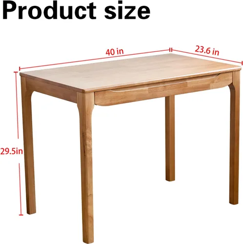 Vista 2 de Escritorio de madera maciza de 40"x24" con cajones, escritorio de escritura de madera para espacios pequeños, escritorios de oficina en casa
