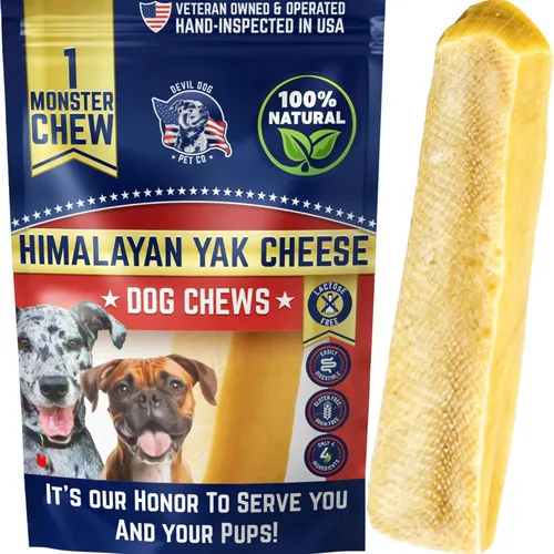 Devil Dog Pet Co. Himalayan - Masticables de queso de yak para perros, monstruo, 1 paquete, 100% natural y saludable, sin lactosa, golosinas para