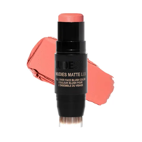 Vista 11 de Nudestix Nudies Matte Lux – 3-in-1 Soft-Matte Blush Stick for Cheeks, Eyes & Lips with Built-In Brush Cream-to-Powder Finish with Blurring Effect