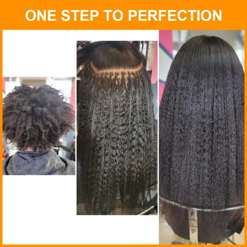 Vista 5 de Niawigs - Extensiones de cabello humano con microenlaces para mujeres negras, extensiones de cabello humano rizado y lacio, 100 hebras, extensiones