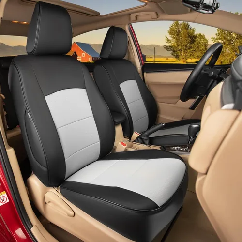 Vista 30 de HKZ Funda de asiento especial personalizada para Toyota Corolla (Beige, 2014-2019 Corolla L LE Eco XLE Sedan)