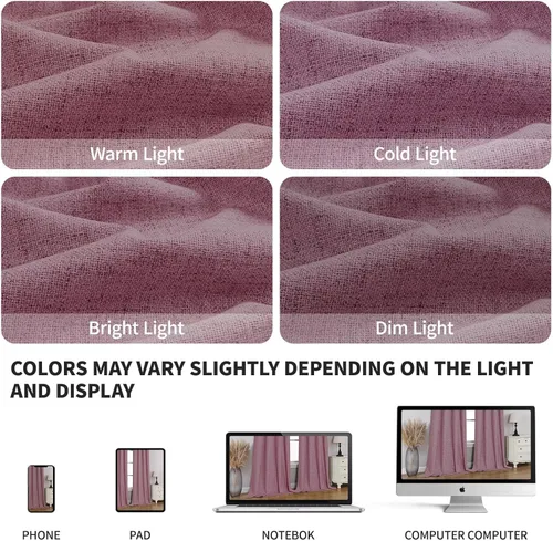 Vista 98 de CUCRAF - Juego de 2 paneles de cortinas de ventana con oscurecimiento total del 100%, de 54 pulgadas de largo, con aspecto de lino falso, cortinas
