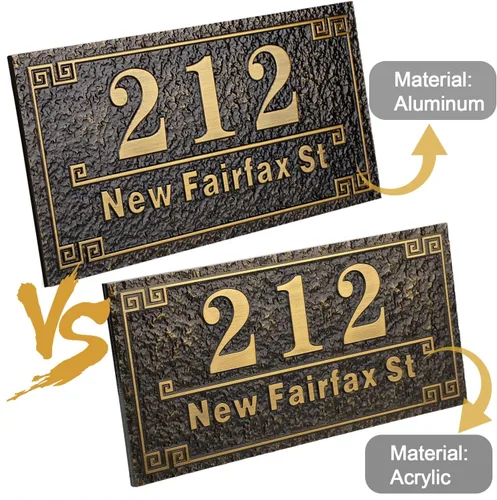 Vista 5 de Placa personalizada de dirección de casa de 12 pulgadas, números fundidos para exteriores, placa de señal de dirección personalizada con nombre