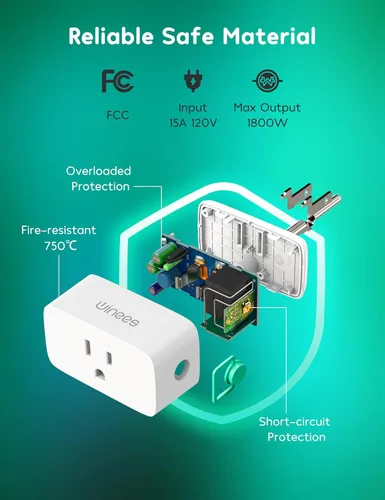 Vista 7 de Winees Matter - Enchufe inteligente, paquete de 2 unidades, salida inteligente que funciona con Alexa, Apple Home, Google Home, SmartThings
