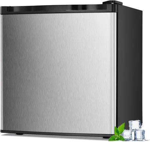 Congelador vertical pequeño de 1.1 pies cúbicos, mini congelador compacto con estantes extraíbles, termostato ajustable, bisagra de puerta Plateado