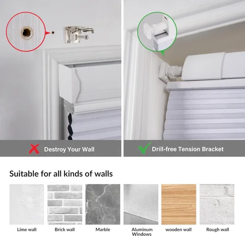 Vista 7 de Persianas sin herramientas sin taladrar para ventanas, persianas celulares modernas de arriba hacia arriba, persianas opacas inalámbricas de panal