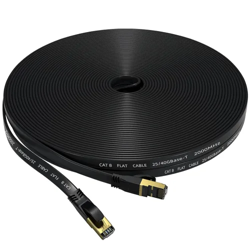 Vista 9 de Cable Ethernet Cat 8 de 6 pies, cable de red LAN de alta velocidad para interiores y exteriores, cable de red pesado de alta velocidad SFTP