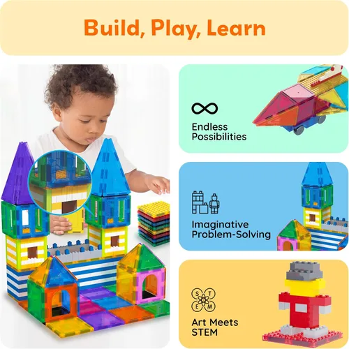 Vista 4 de PicassoTiles Bloques de construcción magnéticos Azulejos de ladrillo STEM creativos azulejos magnéticos Set de complementos de construcción Juguete