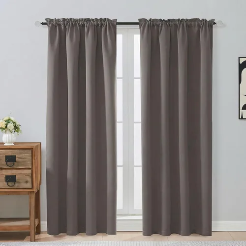 Vista 59 de OVZME Cortinas opacas negras para dormitorio de 54 pulgadas de largo, 2 paneles de cortinas modernas con aislamiento térmico sólido para sala