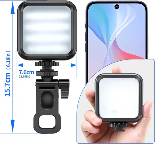 Vista 7 de Pixel Luces de conferencia LED ajustables para selfie, 3 modos de iluminación de video con clip recargable, con cámara frontal de video