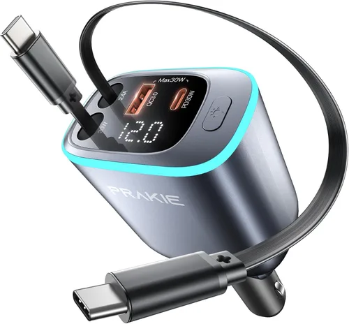 Vista 12 de Cargador de Coche, Cable USB C para iPhone Retráctil Cargador de Teléfono USB C Rápido, Adaptador de Encendedor de Cigarrillos con 2 Cables USBC