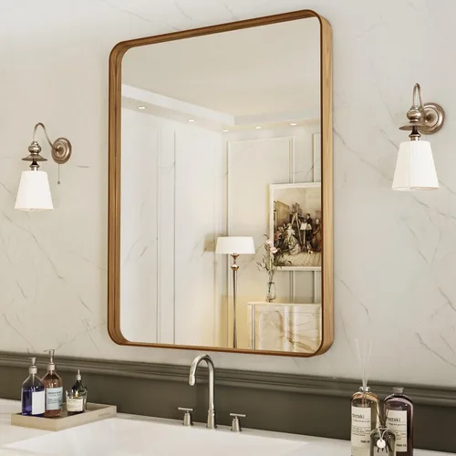Vista 25 de LOAAO 20x16 Pulgadas Espejo de Baño con Marco de Metal Negro para Pared, Espejo de Tocador de Baño de Estilo Granja, Espejo Grande Rectangular
