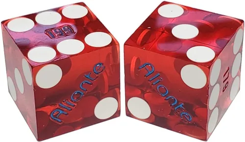 Amplia selección de auténticos pares de dados de dados de casino de Las Vegas, números de serie mixtos (Aliante (rojo pulido))