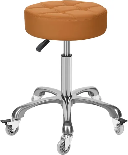 Vista 14 de Taburete ajustable resistente – Taburetes con ruedas giratorias de bloqueo – Taburetes giratorios sin respaldo para belleza, peluquería, spa, hogar