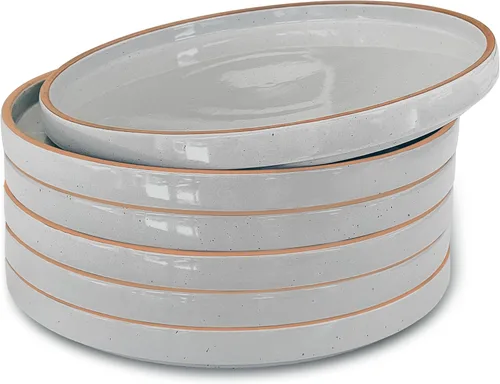 Mora - Juego de platos planos de cerámica de 6 a 8 pulgadas, platos de postre, ensalada, aperitivo, almuerzo pequeño, etc. Apto para microondas,