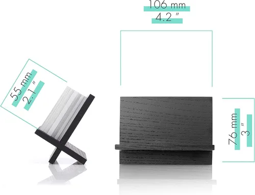 Vista 3 de Juego de 3 tarjeteros para escritorio, soporte para tarjetas pequeñas de madera negra, soporte profesional para tarjetas de presentación, soporte
