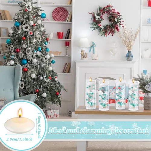Vista 3 de MTLEE 2124 perlas de relleno de jarrón de Navidad, incluyendo 8 velas colgantes para relleno de jarrón, decoración de mesa de Navidad, centro