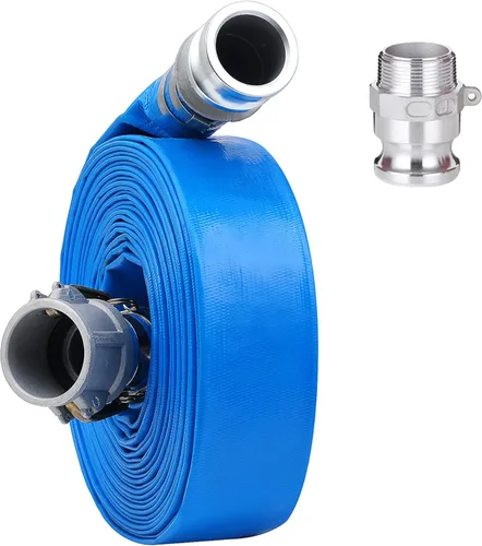 Vista 11 de Manguera de descarga plana de PVC de 1 pulgada x 50 pies con accesorios de aluminio Camlock C y E, montaje de bloqueo de leva, conjunto de manguera
