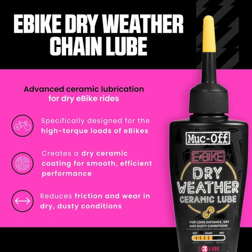 Vista 2 de Muc-Off eBike - Lubricante de cadena seca, 1.7 onzas líquidas, lubricante para bicicleta, aceite de cadena de bicicleta, cera de cadena