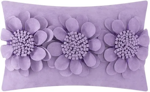 Vista 19 de JWH Funda de almohada decorativa con diseño de flores 3D, funda de almohada decorativa de girasol, cojín de terciopelo, funda de almohada lumbar