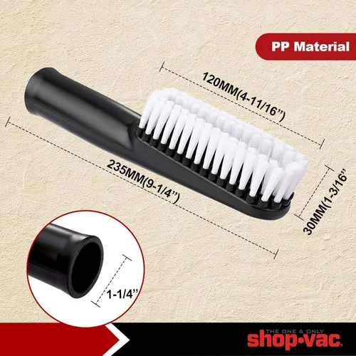 Vista 2 de Shop-Vac 2 piezas 8011848 kit de limpieza de coche, 1-1/4 pulgadas de diámetro, herramienta flexible para hendiduras y cepillo automático suave
