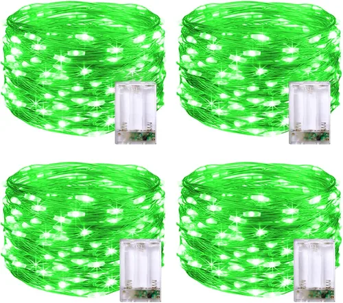 Vista 12 de JMEXSUSS Paquete de 4 unidades de 50 luces LED multicolor de hadas operadas por batería, cada una de 16 pies, luces de Navidad multicolor