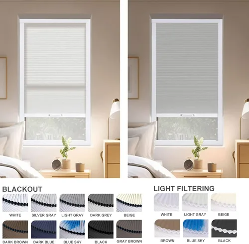 Vista 5 de BERISSA Persianas opacas manuales, sin cordón, con marco de aluminio, oscurecimiento de habitación, persianas de panal para techo de ático