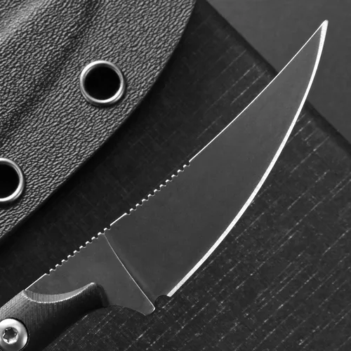 Vista 4 de C1150 Cuchillo de hoja fija con hoja de acero D2 y mango G10, cuchillo de garra para EDC al aire libre, camping, senderismo (negro)