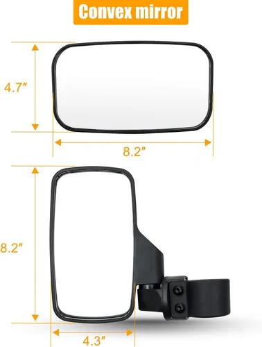 Vista 8 de RANSOTO Espejo retrovisor lateral UTV y espejo central para barra de 1.6 a 2 pulgadas, compatible con Polaris RZR Ranger Can-Am Maverick Commander
