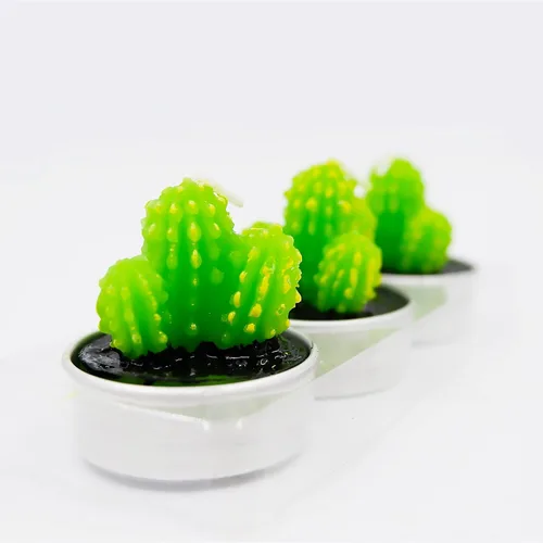 Vista 9 de 9 velas de té de cactus sin perfume con multicolor, velas de té de parafina, mini velas de mesa para el hogar, bodas, cumpleaños, velas decorativas