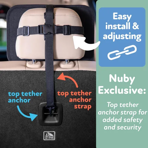 Vista 4 de Nuby Espejo de bebé seguro en el asiento trasero del asiento trasero - Espejo de coche resistente a roturas con correa de anclaje - Se adapta a