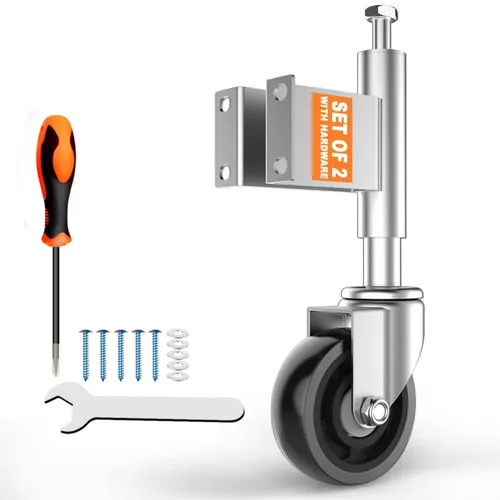 Vista 11 de Ruedas de puerta con resorte de 3 pulgadas, ruedas de puerta resistentes con herrajes, capacidad de carga de 220 libras, paquete de 2