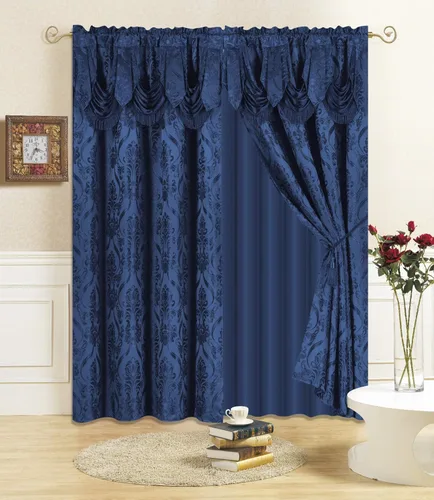 Vista 15 de All American Collection Nuevo juego de cortinas de 4 piezas con cenefa adjunta y transparente con 2 alzapaños incluidos (96" de largo, gris pardo)