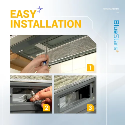 Vista 4 de BlueStars - 2 paquetes de bombilla para horno microondas 8206232A, 40 W, 125 V, base E17, compatible con la bombilla de microondas bajo capó