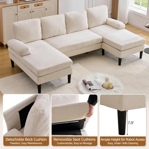 Vista 4 de Korser U Shaped Sectional Couches for Living Room, 101" Modern Chenille Fabric Sofa with Double Chaise Lounge, 4-Seat Couch with Removable Pillows