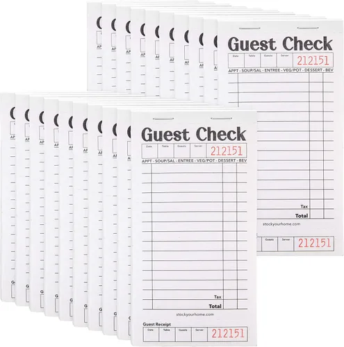 Vista 15 de Stock Your Home Libros verdes de cheques de invitados para servidores (paquete de 20) bloc de notas de servidor, cuaderno de cheques de camarero