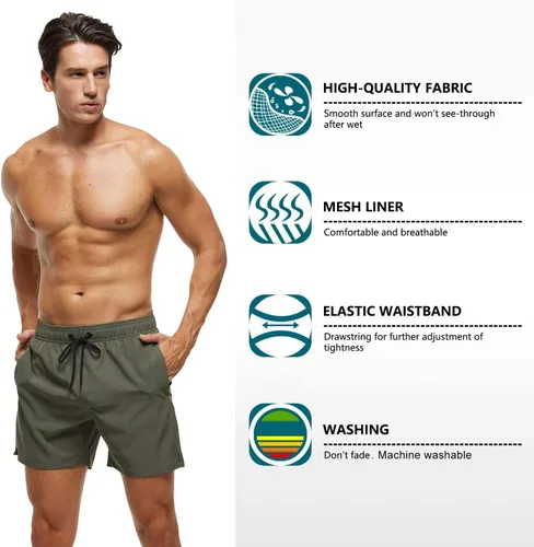 Vista 3 de Tyhengta - Trajes de baño para hombres de secado rápido, bolsillos con cremallera y forro de malla para playa