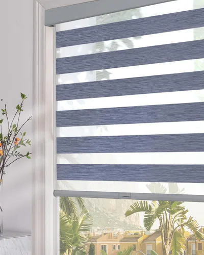 Vista 8 de Persilux Persianas Cebra Inalámbricas para Ventanas (15" An x 47" Al, Blanco) Persianas Cebra de Filtrado de Luz para Ventanas Interiores, Cortinas