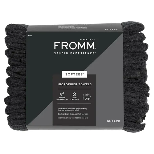 Vista 9 de Toallas de microfibra Fromm Softees para peluqueros, barberos, spa, gimnasio en Aqua, 16" por 29", 10 unidades. Toalla perfecta para el cuidado