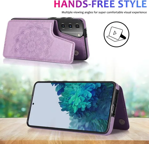 Vista 4 de Asuwish Funda compatible con Samsung Galaxy S21 Glaxay S 21 5G de 6.2 pulgadas y protector de pantalla de vidrio templado, accesorios para Púrpura