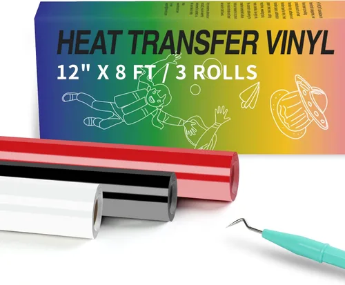 Vista 63 de HTVRONT - Rollo de vinilo termotransferible, 12 in x 8 ft para diseños en camisetas, fácil de cortar y despegar, para planchar y máquinas Cricut